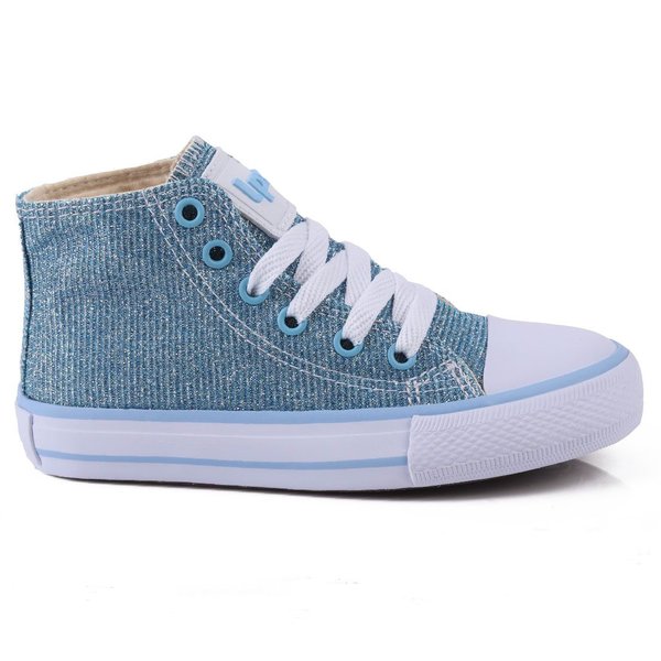 Tênis Feminino Casual Com Gliter Cano Médio Lps Star - Gliter Azul