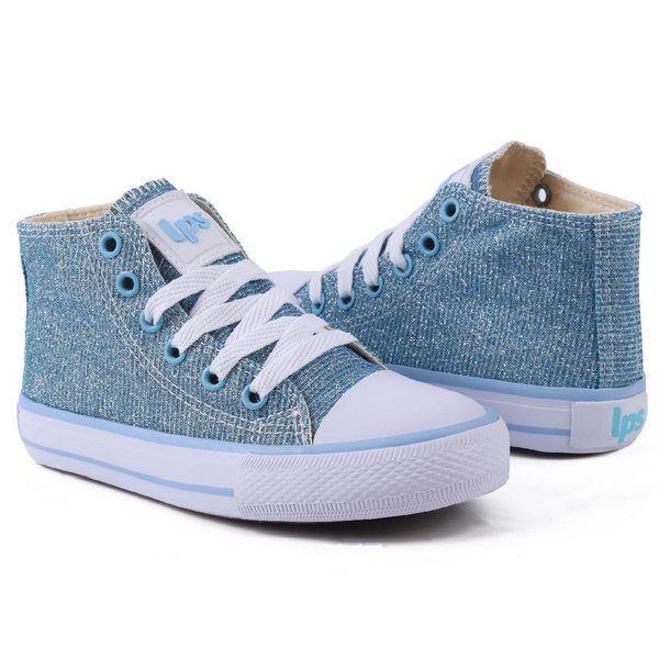 Tênis Feminino Casual Com Gliter Cano Médio Lps Star - Gliter Azul