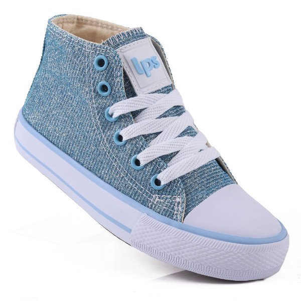 Tênis Feminino Casual Com Gliter Cano Médio Lps Star - Gliter Azul