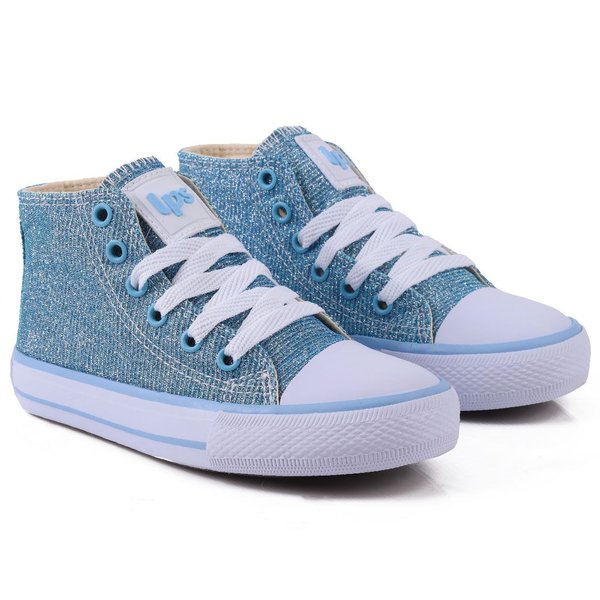 Tênis Feminino Casual Com Gliter Cano Médio Lps Star - Gliter Azul