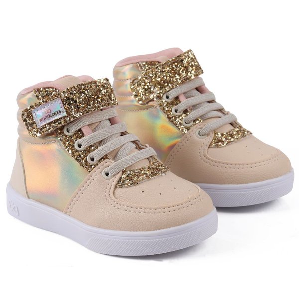 Tênis Cano Tenis Menina Dourado Tênis Infantil Feminino Casual