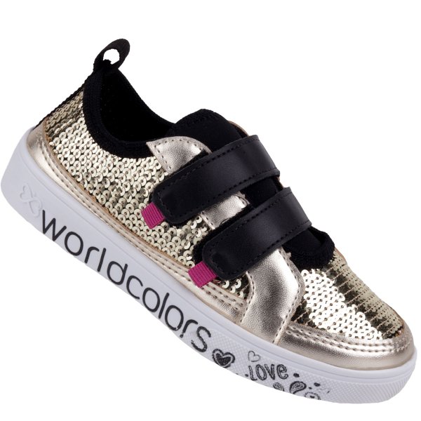 tenis infantil feminino casual worldcolors duda dourado 155105940 1