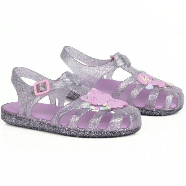01 76059 sandalia feminina injetada sandalia lilly kids 76 prata aluminio lilas