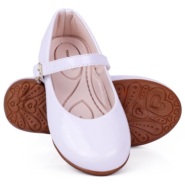 Sapatilha Infantil Feminina Boneca Branco Verniz