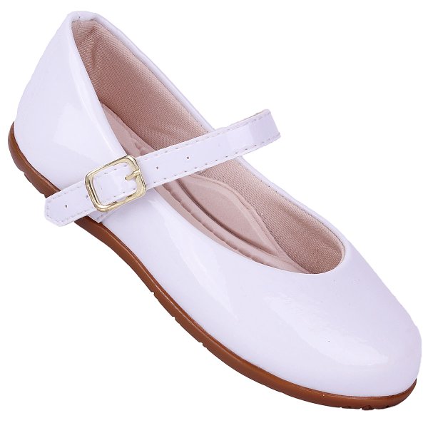 Sapatilha Infantil Feminina Boneca Branco Verniz