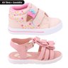 01 kit 2 pares tenis e sandalia infantil feminina fanclub off white e nude