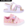 01 kit 2 pares tenis e sandalia infantil feminina fanclub rosa e branco