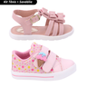01 kit 2 pares tenis e sandalia infantil feminina fanclub rosa e nude