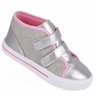 05 tenis infantil menina cano medio brilho fanclub prata gliter