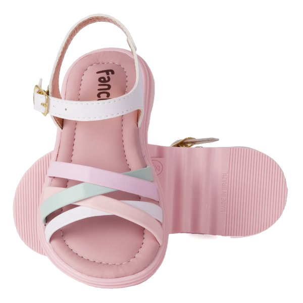 04 sandalia infantil feminina de tiras coloridas fanclub branco