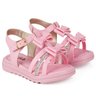 02 sandalia infantil feminina lacos e tira brilhante fanclub rosa