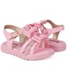 03 sandalia infantil feminina lacos e tira brilhante fanclub rosa