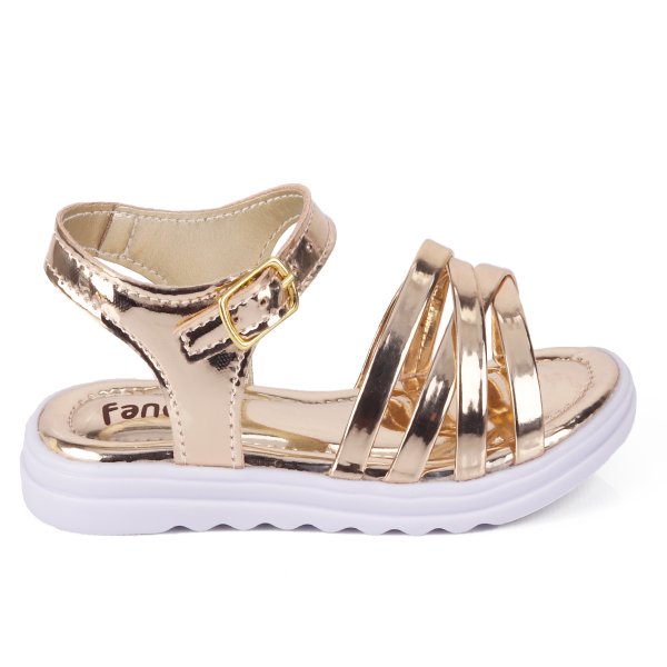 01 sandalia infantil feminina de tiras fanclub dourado
