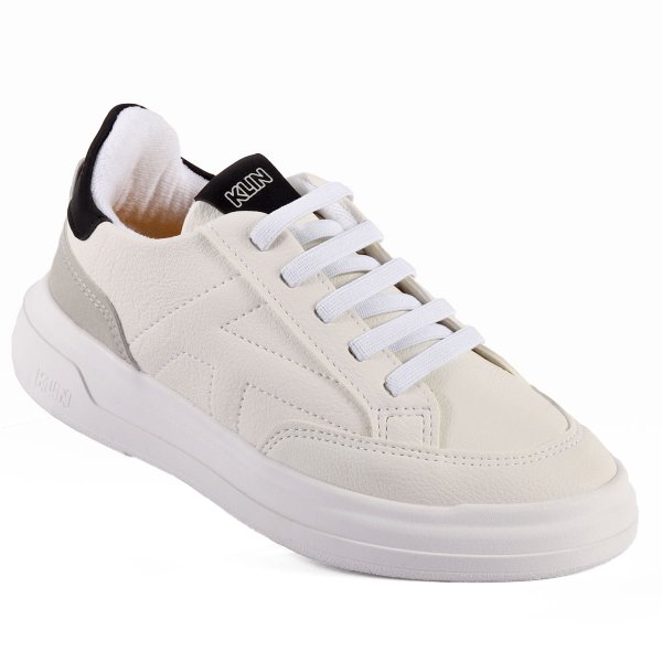 01 tenis infantil masculino klin capri branco com cinza e preto